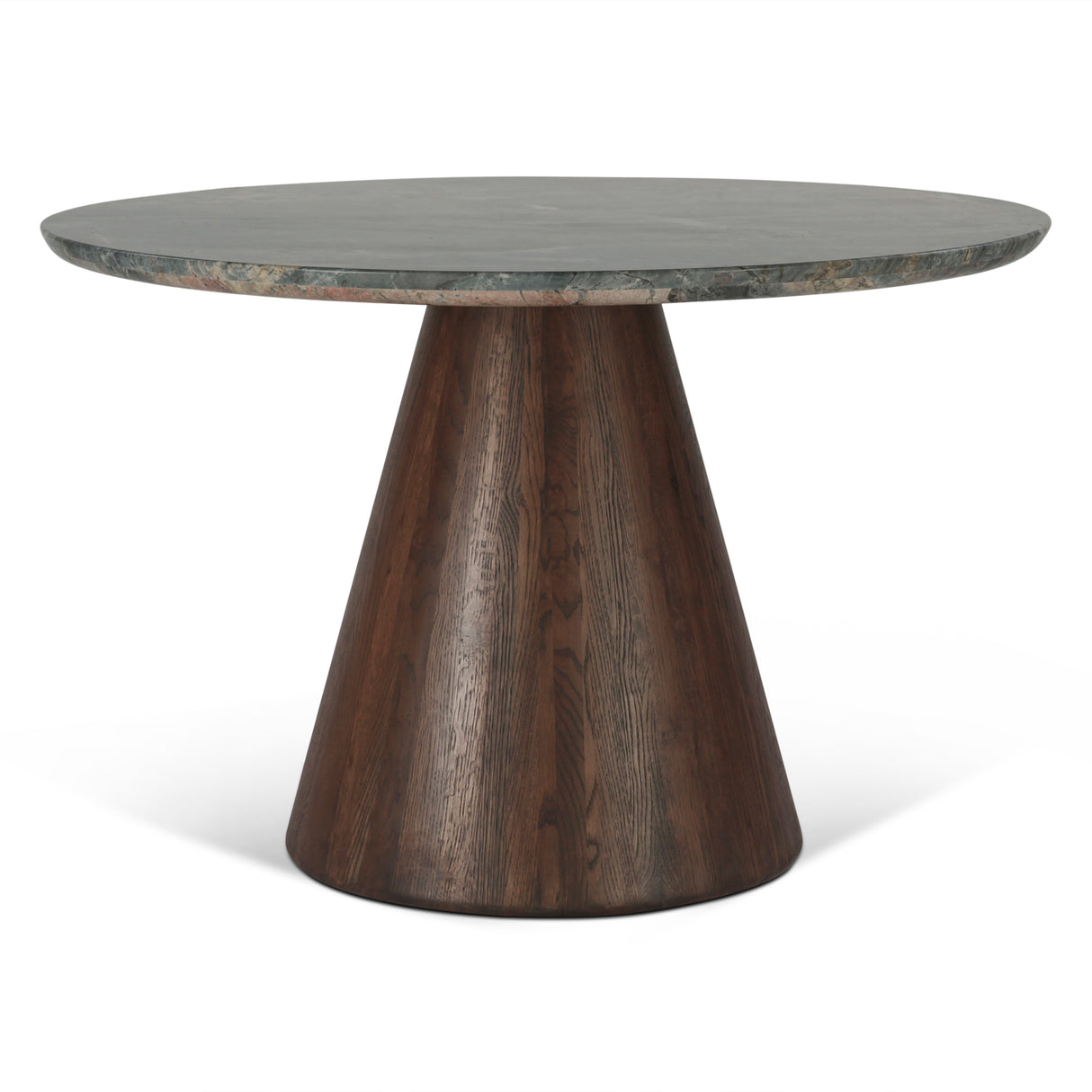 Vista 48" Round Dining Table with Lava Marble and Dark Mango Base by Home Trends & Design at Eve Furniture