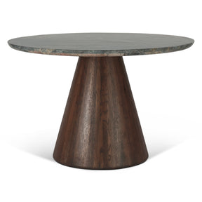 Vista 48" Round Dining Table with Lava Marble and Dark Mango Base by Home Trends & Design at Eve Furniture