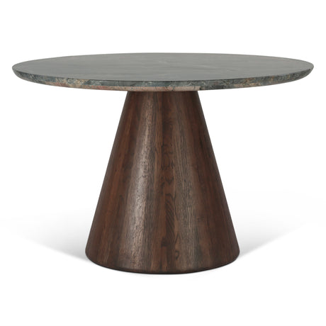 Vista 48" Round Dining Table with Lava Marble and Dark Mango Base by Home Trends & Design at Eve Furniture