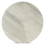 Vista 48" Round Dining Table with White Travertine and Light Mango Base by Home Trends & Design at Eve Furniture