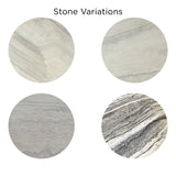 Vista 48" Round Dining Table with White Travertine and Light Mango Base by Home Trends & Design at Eve Furniture
