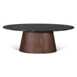 Vista 52" Oval Coffee Table in Lava Marble with Dark Mango Base, Set of 2 by Home Trends & Design at Eve Furniture
