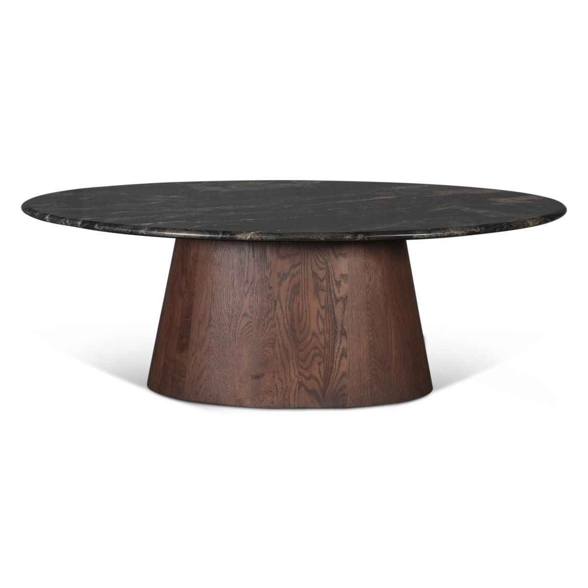 Vista 52" Oval Coffee Table in Lava Marble with Dark Mango Base, Set of 2 by Home Trends & Design at Eve Furniture