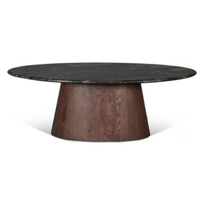 Vista 52" Oval Coffee Table in Lava Marble with Dark Mango Base, Set of 2 by Home Trends & Design at Eve Furniture