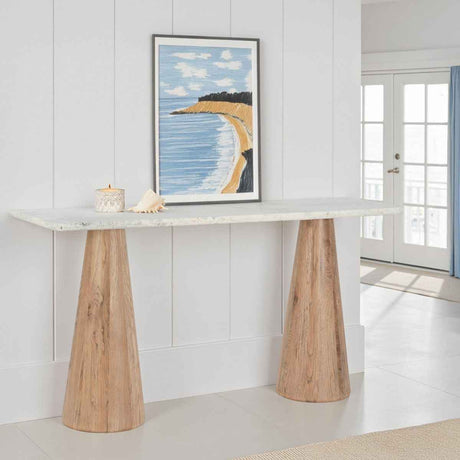 Vista 60" Console Table with White Travertine and Light Base by Home Trends & Design at Eve Furniture