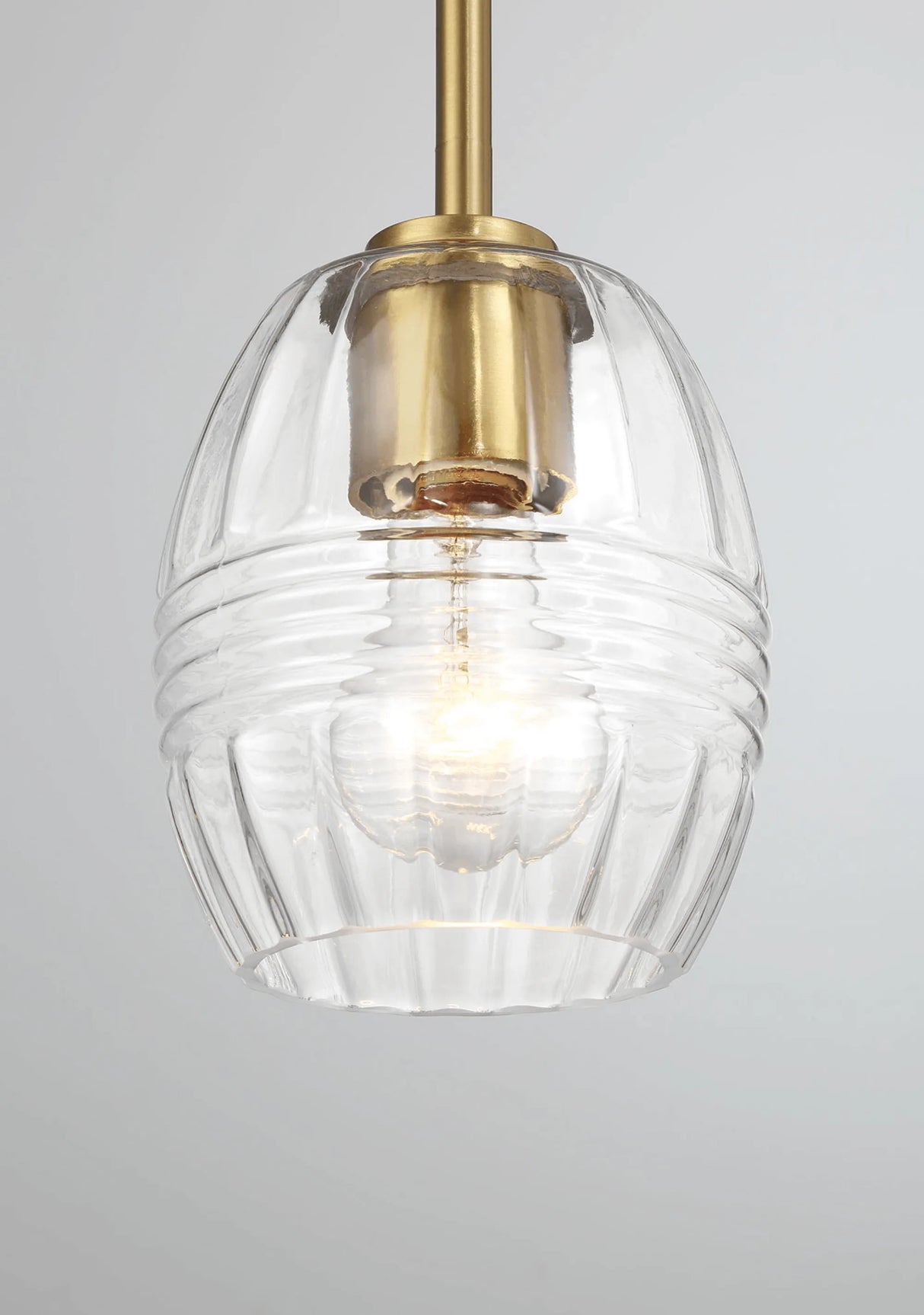 Vista Single Pendant Chain Hanging Light with Clear Glass - Satin Brass by Ashcroft Furniture at Eve Furniture