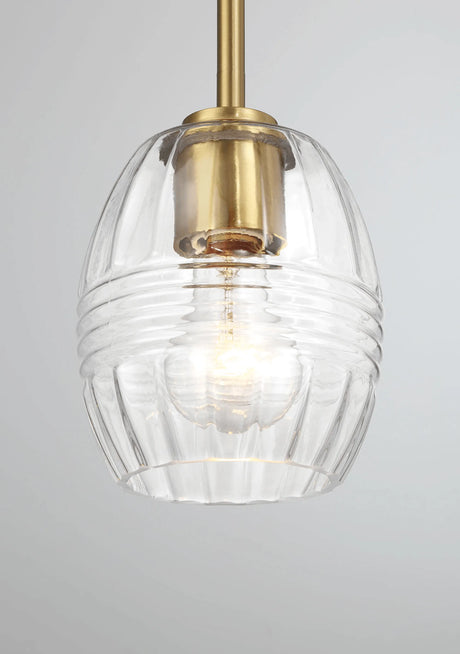Vista Single Pendant Chain Hanging Light with Clear Glass - Satin Brass by Ashcroft Furniture at Eve Furniture