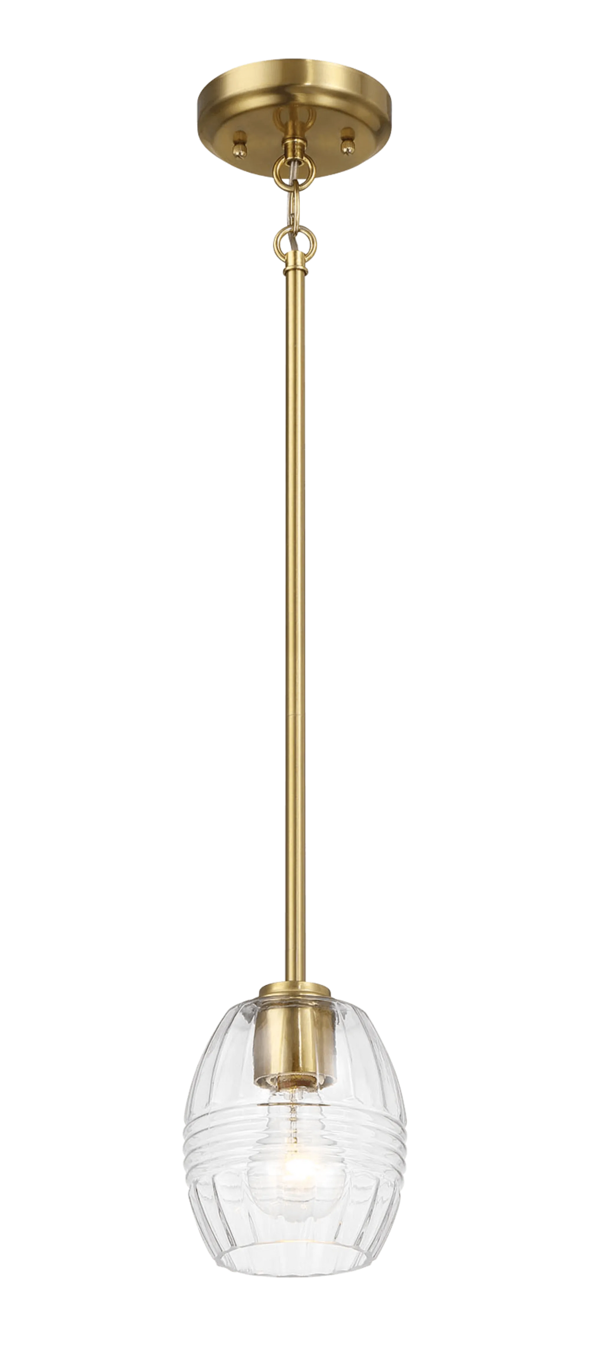 Vista Single Pendant Chain Hanging Light with Clear Glass - Satin Brass by Ashcroft Furniture at Eve Furniture