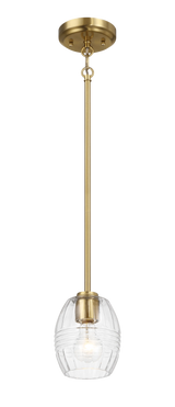 Vista Single Pendant Chain Hanging Light with Clear Glass - Satin Brass by Ashcroft Furniture at Eve Furniture