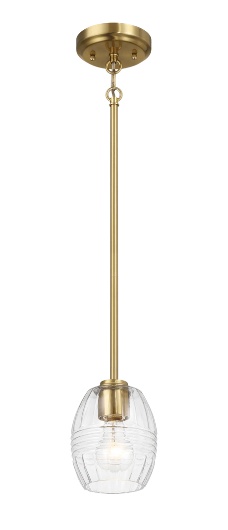 Vista Single Pendant Chain Hanging Light with Clear Glass - Satin Brass by Ashcroft Furniture at Eve Furniture