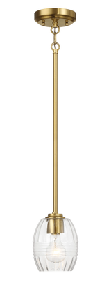 Vista Single Pendant Chain Hanging Light with Clear Glass - Satin Brass by Ashcroft Furniture at Eve Furniture