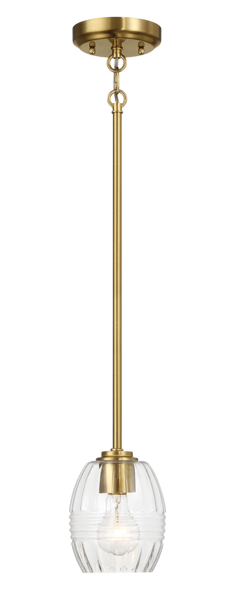 Vista Single Pendant Chain Hanging Light with Clear Glass - Satin Brass by Ashcroft Furniture at Eve Furniture