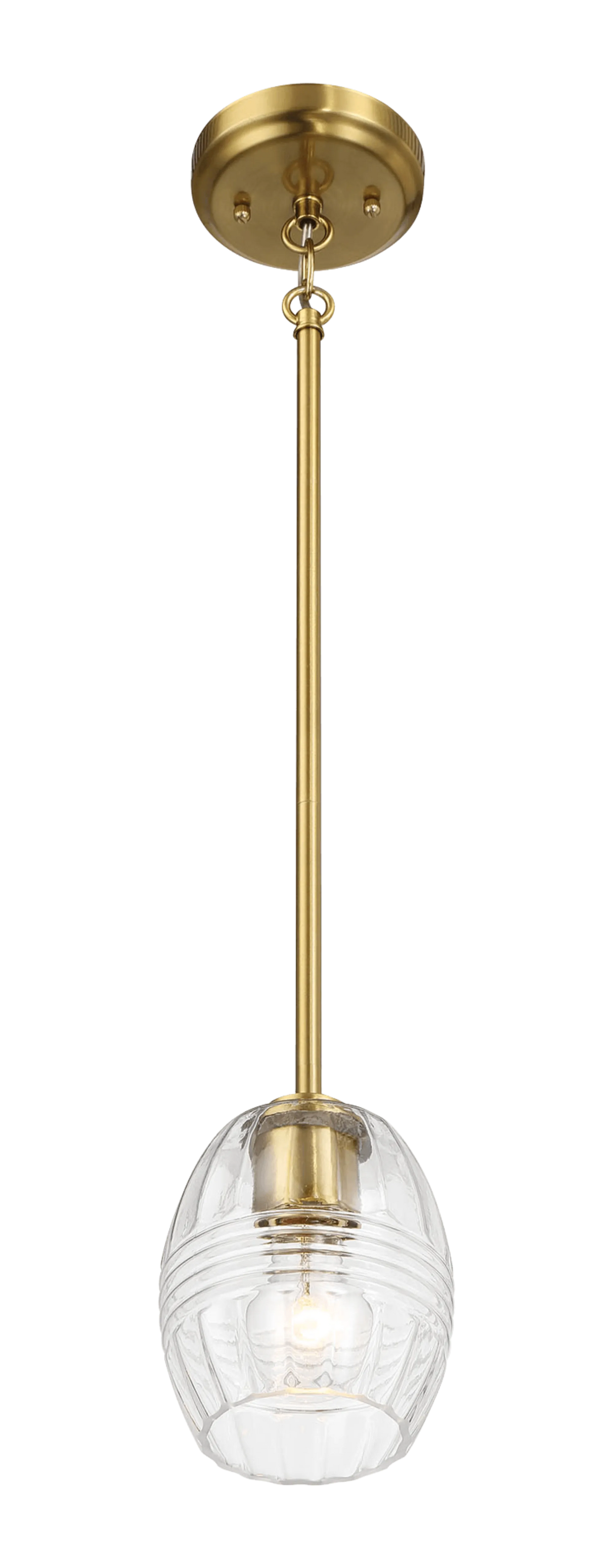 Vista Single Pendant Chain Hanging Light with Clear Glass - Satin Brass by Ashcroft Furniture at Eve Furniture