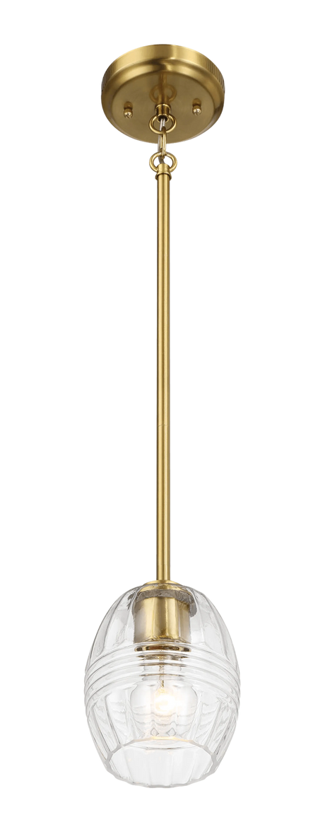 Vista Single Pendant Chain Hanging Light with Clear Glass - Satin Brass by Ashcroft Furniture at Eve Furniture