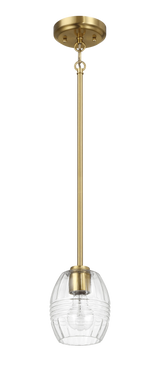 Vista Single Pendant Chain Hanging Light with Clear Glass - Satin Brass by Ashcroft Furniture at Eve Furniture