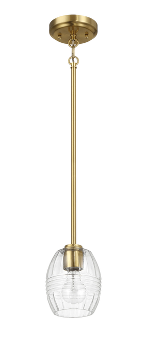 Vista Single Pendant Chain Hanging Light with Clear Glass - Satin Brass by Ashcroft Furniture at Eve Furniture