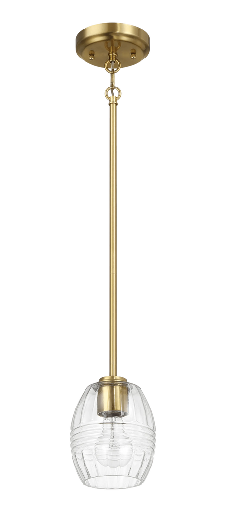 Vista Single Pendant Chain Hanging Light with Clear Glass - Satin Brass by Ashcroft Furniture at Eve Furniture