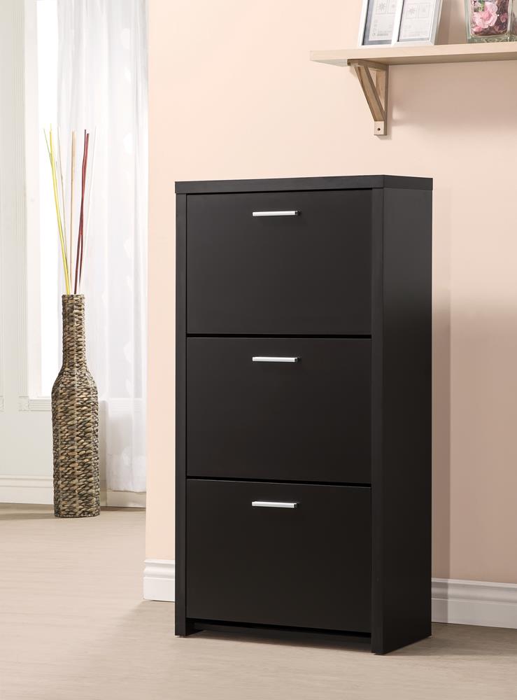 Vivian Black 3-Drawer Shoe Cabinet