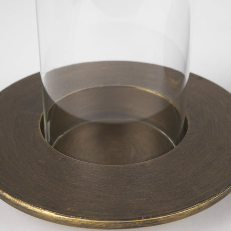 Vivian Gold Metal and Glass Hurricane Candle Holder (Set of 2) by Mercana at Eve Furniture