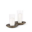 Vivian Gold Metal and Glass Hurricane Candle Holder (Set of 2) by Mercana at Eve Furniture