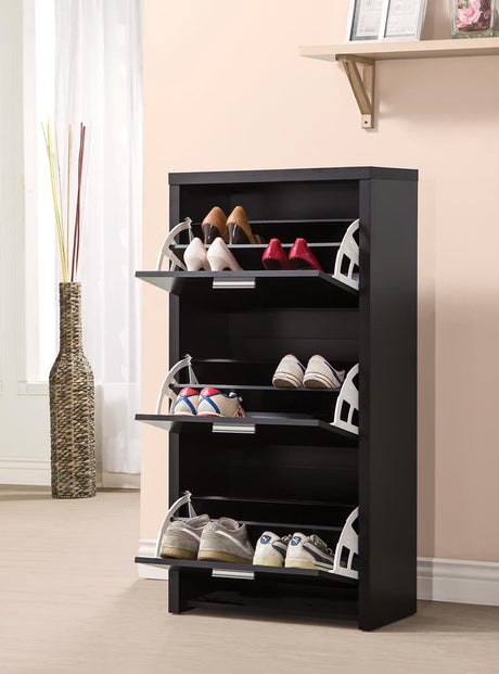 Vivian Black 3-Drawer Shoe Cabinet by Coaster at Eve Furniture
