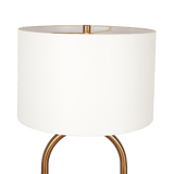 Vivid Brass Ring Base Floor Lamp with Large White Drum Shade