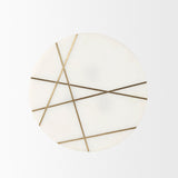 Vivienne 16.0L x 16.0W x 19.0H White Marble W/Antique Gold Metal Round Small Side Table by Mercana at Eve Furniture