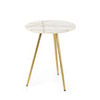 Vivienne 16.0L x 16.0W x 19.0H White Marble W/Antique Gold Metal Round Small Side Table by Mercana at Eve Furniture
