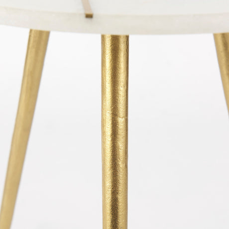 Vivienne White Marble W/Antique Gold Metal Round Large Accent Table by Mercana at Eve Furniture
