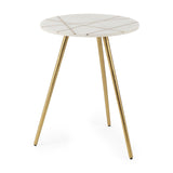 Vivienne White Marble W/Antique Gold Metal Round Large Accent Table by Mercana at Eve Furniture