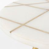 Vivienne White Marble W/Antique Gold Metal Round Small Side Table by Mercana at Eve Furniture