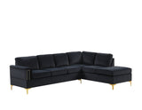 Vogue Black Velvet Right Arm Facing (RAF) Sectional by Happy Homes at Eve Furniture
