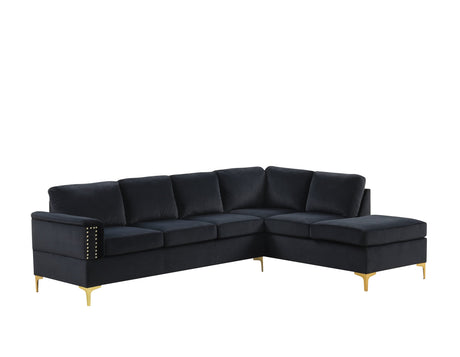 Vogue Black Velvet Right Arm Facing (RAF) Sectional by Happy Homes at Eve Furniture