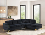 Vogue Black Velvet Right Arm Facing (RAF) Sectional by Happy Homes at Eve Furniture