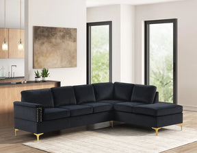 Vogue Black Velvet Right Arm Facing (RAF) Sectional by Happy Homes at Eve Furniture