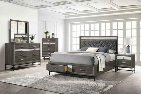 Voleta Gray 4-Piece Queen Bedroom Set by Furniture of America at Eve Furniture