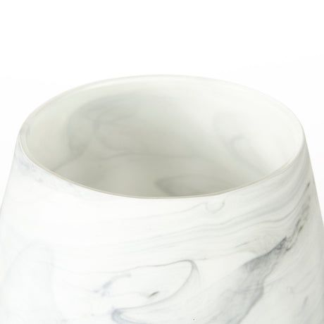 Volta I Short Gray Cream Glass Abstract Pattern Vase by Mercana at Eve Furniture