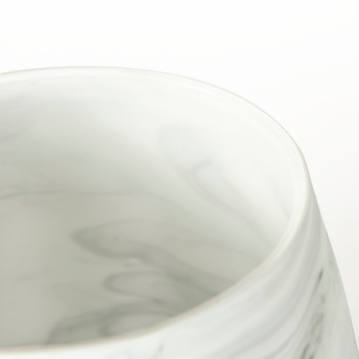 Volta I Short Gray Cream Glass Abstract Pattern Vase by Mercana at Eve Furniture