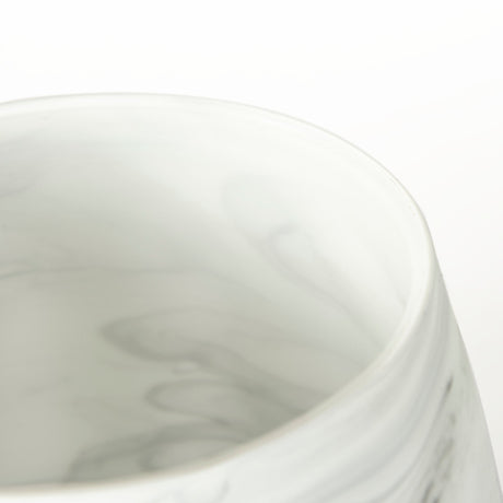 Volta I Short Gray Cream Glass Abstract Pattern Vase by Mercana at Eve Furniture