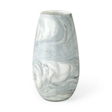 Volta II Tall White Gray Abstract Pattern Glass Vase by Mercana at Eve Furniture