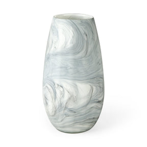 Volta II Tall White Gray Abstract Pattern Glass Vase by Mercana at Eve Furniture