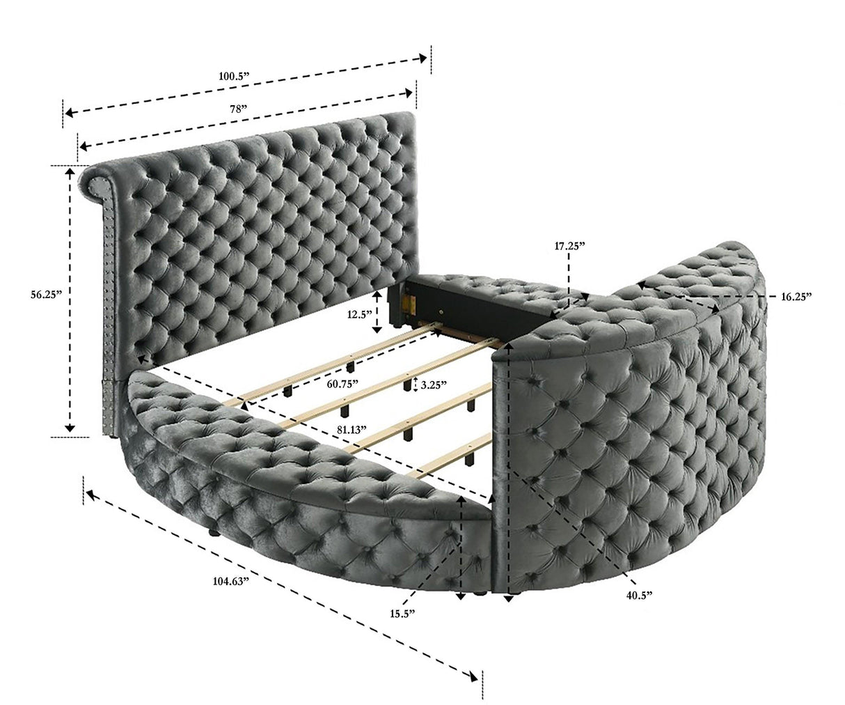 Voltare Gray Queen Upholstered Fireplace Bed with TV Lift by Crown Mark at Eve Furniture