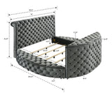 Voltare Gray Queen Upholstered Fireplace Bed with TV Lift by Crown Mark at Eve Furniture