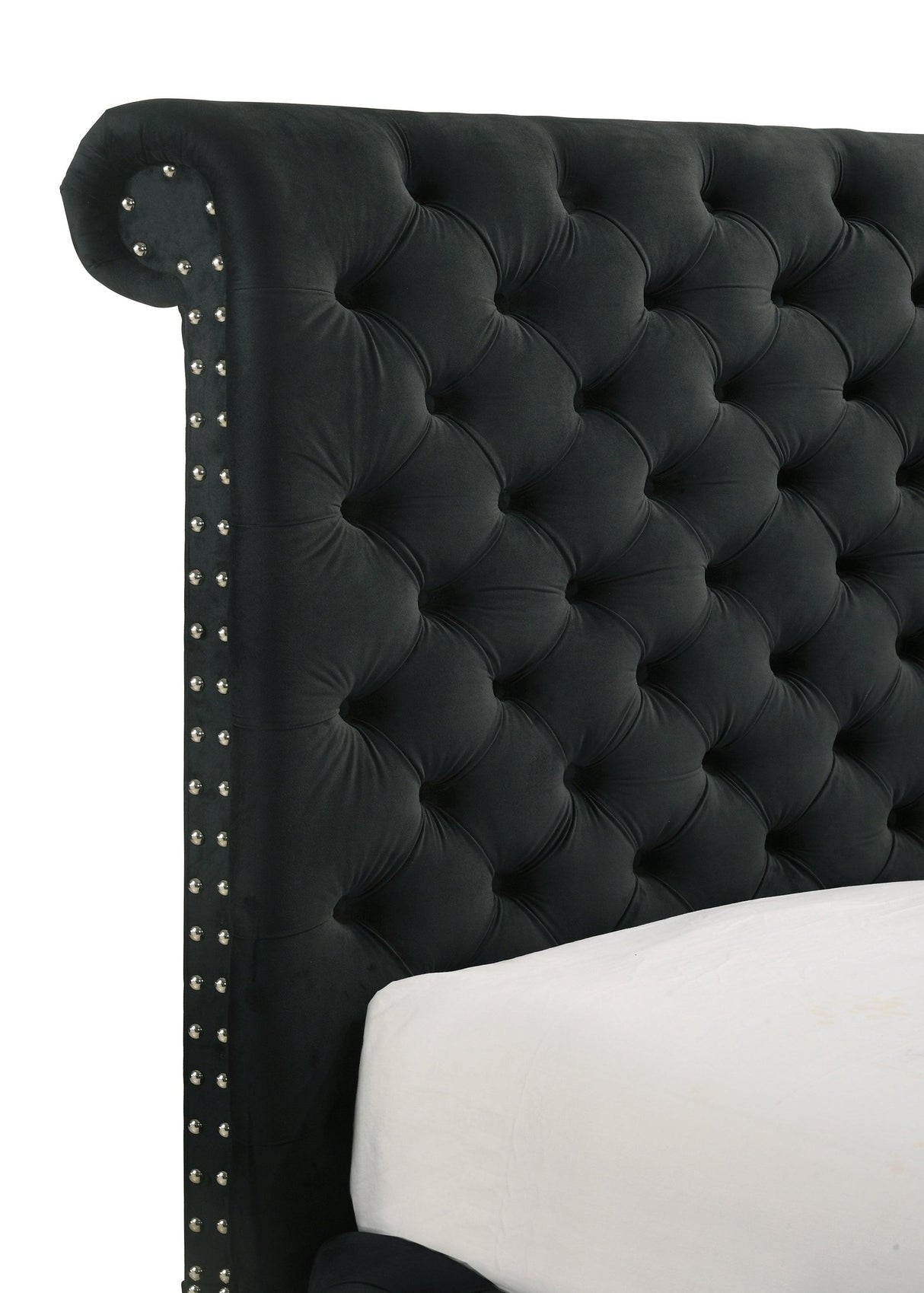 Voltare Black King Upholstered Fireplace Bed with TV Lift by Crown Mark at Eve Furniture