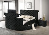 Voltare Black Queen Upholstered Fireplace Bed with TV Lift by Crown Mark at Eve Furniture