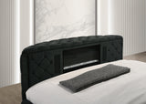 Voltare Black Queen Upholstered Fireplace Bed with TV Lift by Crown Mark at Eve Furniture