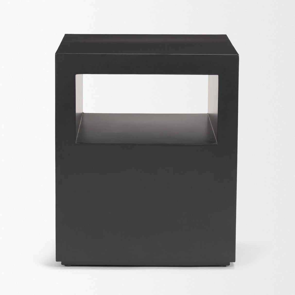 Vondra Matte Black Metal w/ Open Shelves Side table by Mercana at Eve Furniture