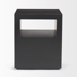 Vondra Matte Black Metal w/ Open Shelves Side table by Mercana at Eve Furniture