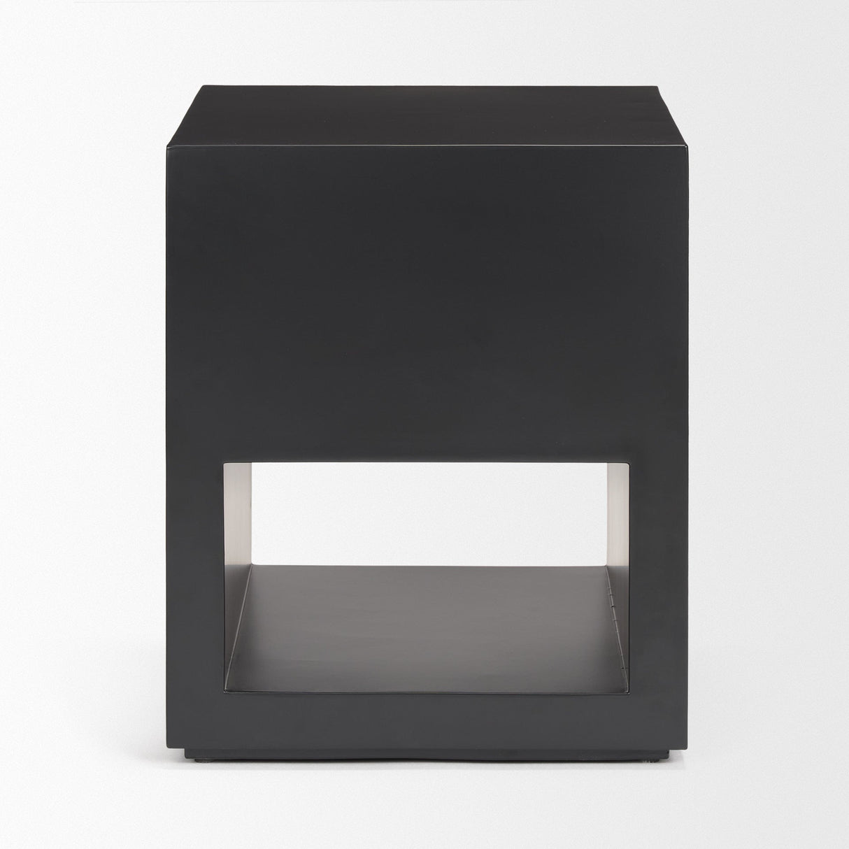 Vondra Matte Black Metal w/ Open Shelves Side table by Mercana at Eve Furniture