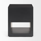 Vondra Matte Black Metal w/ Open Shelves Side table by Mercana at Eve Furniture